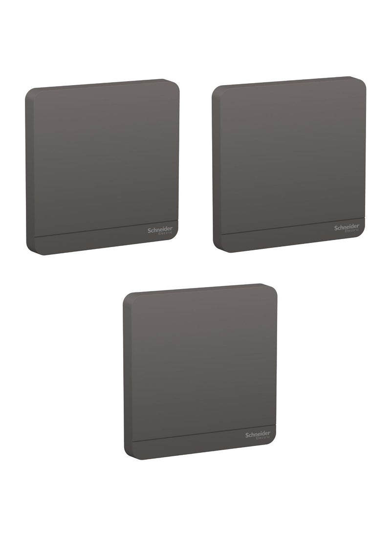 Schneider Electric AvatarOn, blank plate, 1 gang, Dark grey (Model Number-E8330X_DG) - Pack of 3