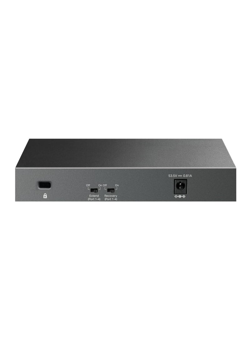 TP-Link LS106LP 6-Port 10/100Mbps Desktop Switch with 4-Port PoE, 41 W PoE Budget, Up to 250 m PoE Transmission, PoE Auto Recovery, Plug and Play, Ideal for IP Surveillance & Network Security