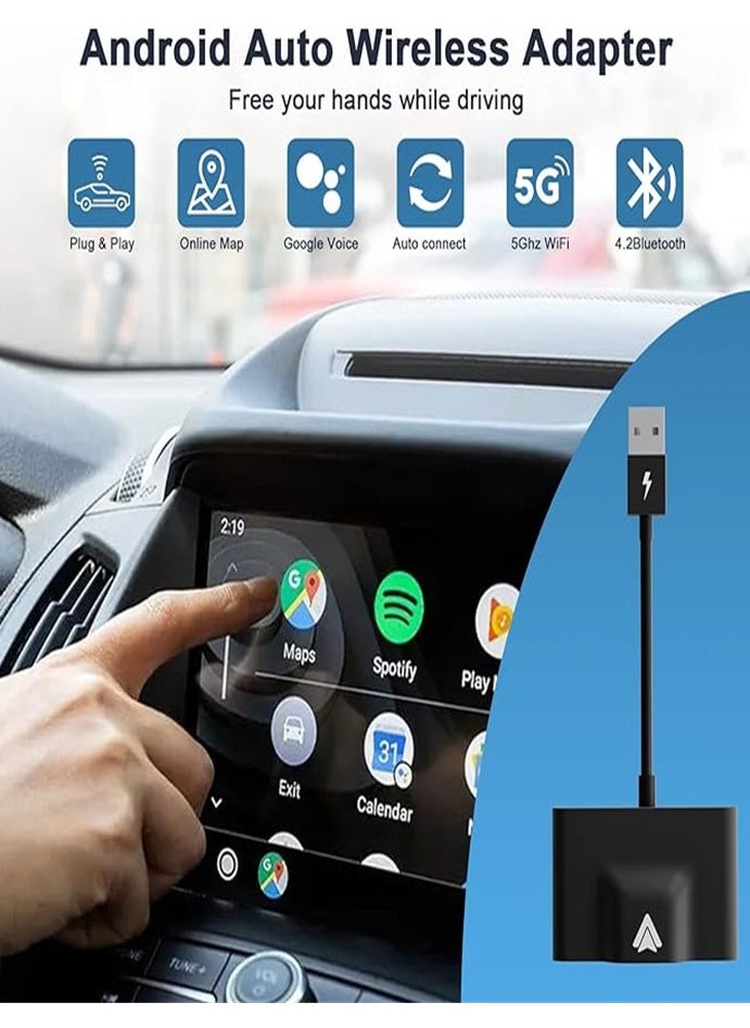 Wireless Android Auto Car Adapter,Wireless Android Auto Dongle - Connects Automatically to Android Auto,Easy Plug and Play Setup (black)