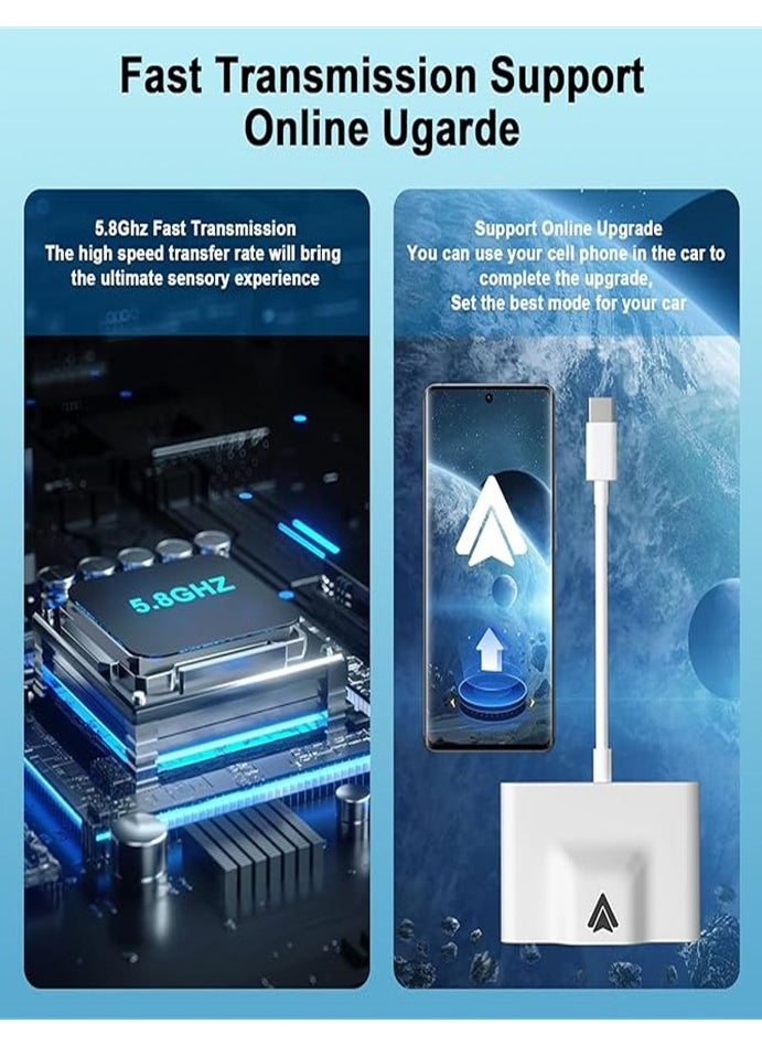 Wireless Android Auto Car Adapter,Wireless Android Auto Dongle - Connects Automatically to Android Auto,Easy Plug and Play Setup （White）
