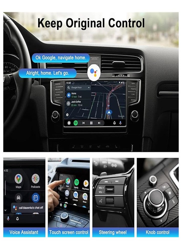 Wireless Android Auto Car Adapter,Wireless Android Auto Dongle - Connects Automatically to Android Auto,Easy Plug and Play Setup （White）