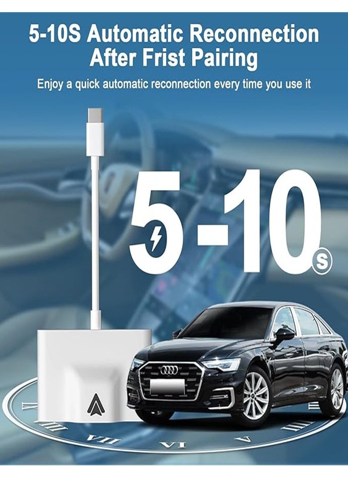 Wireless Android Auto Car Adapter,Wireless Android Auto Dongle - Connects Automatically to Android Auto,Easy Plug and Play Setup （White）