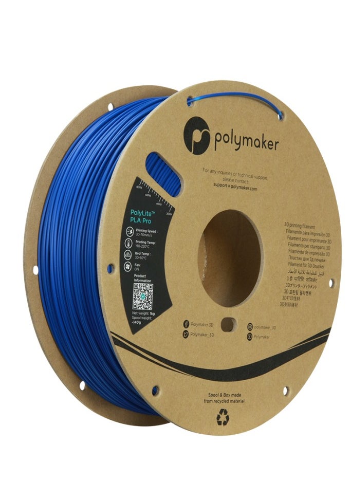 Polymaker PLA PRO Filament 1.75mm, Tough & High Rigidity Blue PLA Filament 1.75mm 1kg Cardboard Spool - PolyLite PLA PRO 3D Printer Filament 1.75mm, Print with Most 3D Printers Using 3D Filament Blue