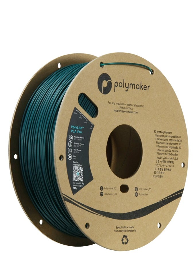 Polymaker PLA PRO Filament 1.75mm Blue Green, Powerful PLA Filament 1.75mm 3D Printer Filament 1kg - PolyLite 1.75 PLA Filament PRO Tough & High Rigidity 3D Printing PLA Filament Blue Green (PA07042)