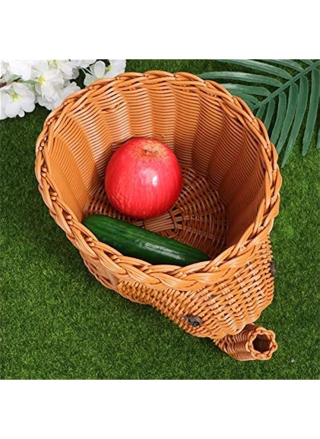 Creative Hand Woven Elephant Shape Snack Basket Light Storage Container Organizer Home Restaurant Decor