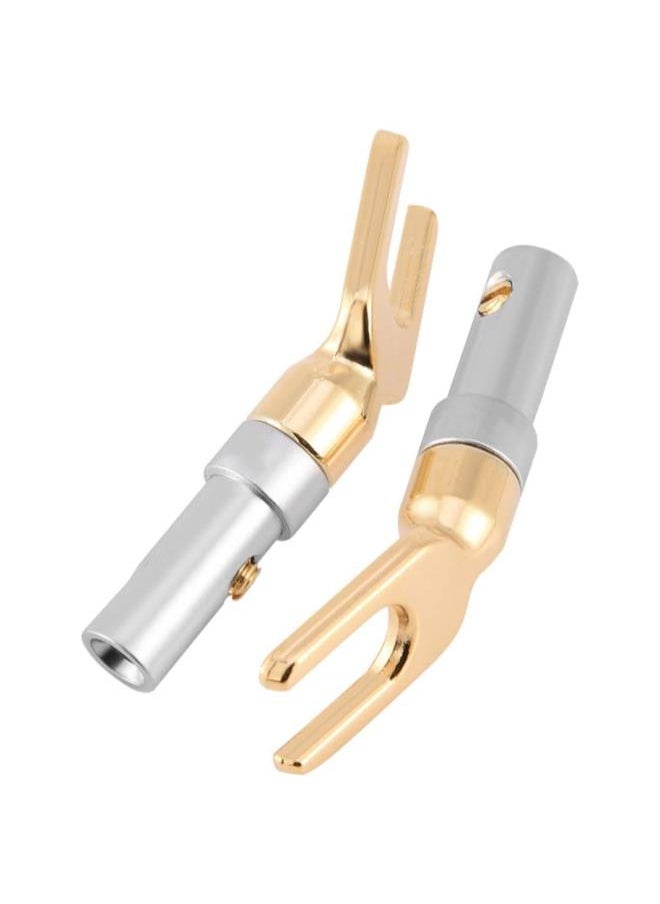 Banana Plugs for Speaker Wire,6 Pcs 24K Gold Plated Pure Copper Y Plug Spade Connector 4mm Banana U Fork 45 Degree Speaker Wire Connector