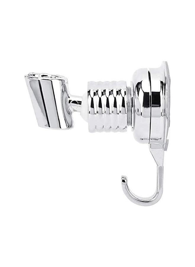 Adjustable Wall Attachable Portable Shower Head Holder, Strong Suction, Bathroom Vacuum Suction Cup Hooks (Silver)