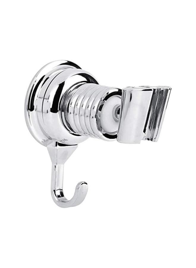 Adjustable Wall Attachable Portable Shower Head Holder, Strong Suction, Bathroom Vacuum Suction Cup Hooks (Silver)