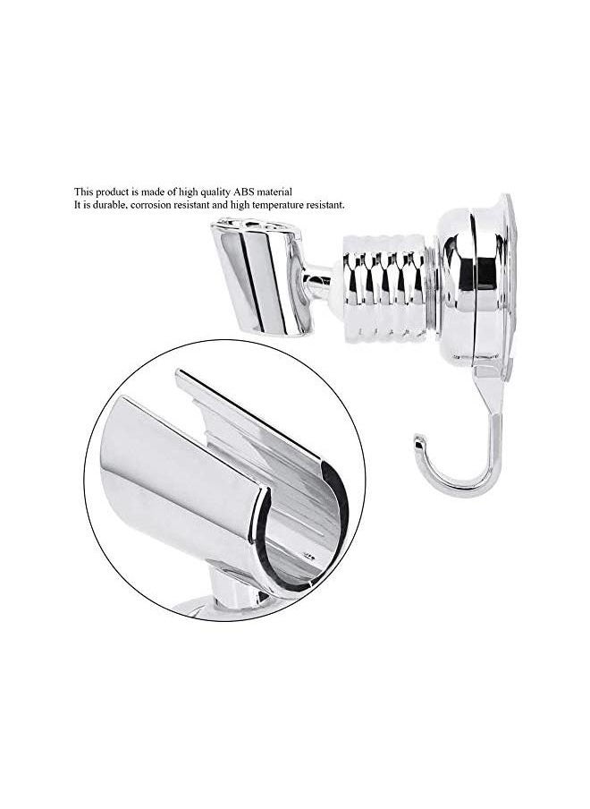 Adjustable Wall Attachable Portable Shower Head Holder, Strong Suction, Bathroom Vacuum Suction Cup Hooks (Silver)