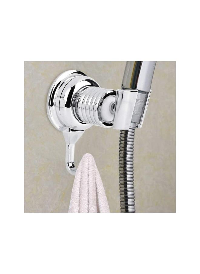 Adjustable Wall Attachable Portable Shower Head Holder, Strong Suction, Bathroom Vacuum Suction Cup Hooks (Silver)