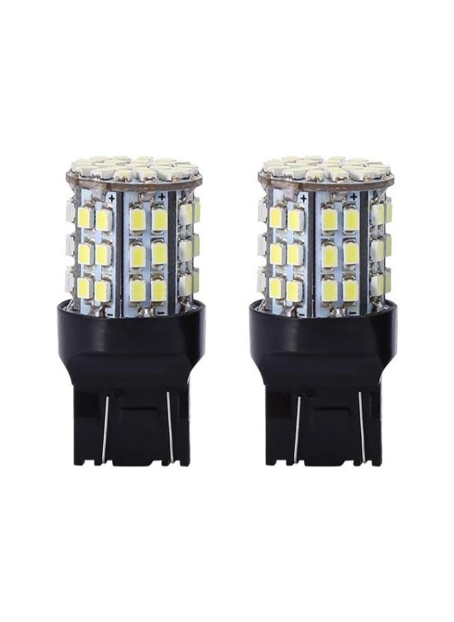 Braking Lamp Bulbs,2pcs Universal 7443 64-SMD White 6000K Reverse Brake Stop Tail LED Bulb Light