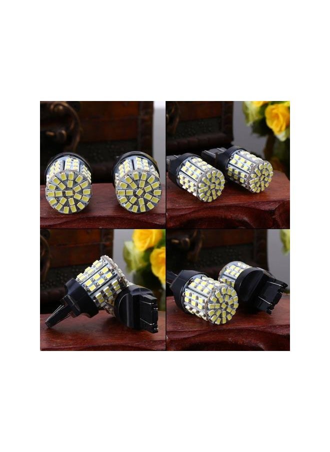 Braking Lamp Bulbs,2pcs Universal 7443 64-SMD White 6000K Reverse Brake Stop Tail LED Bulb Light