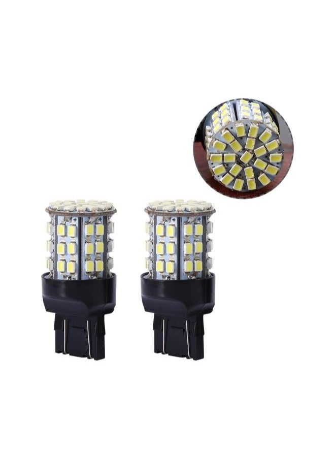 Braking Lamp Bulbs,2pcs Universal 7443 64-SMD White 6000K Reverse Brake Stop Tail LED Bulb Light