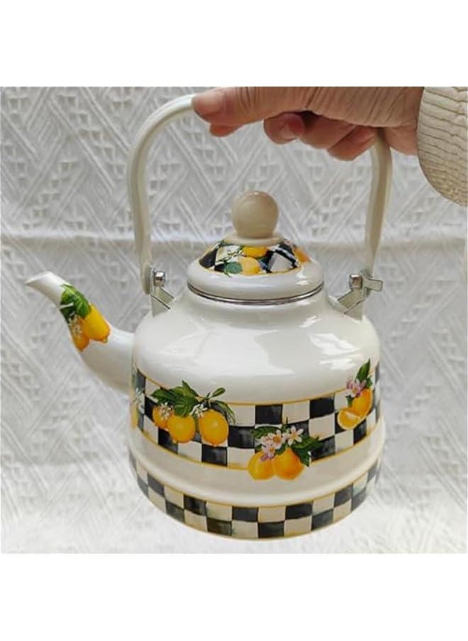 Vintage Enamel Tea Kettle Pot for Stovetop Teapots 1100ml Capacity Porcelain Enameled Teakettle, Enamel on Steel Water Kettle Teapot, Housewarming , Classic Design, Home Kitchen Decor