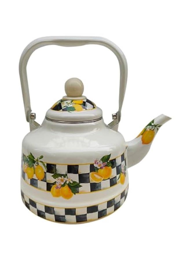 Vintage Enamel Tea Kettle Pot for Stovetop Teapots 1100ml Capacity Porcelain Enameled Teakettle, Enamel on Steel Water Kettle Teapot, Housewarming , Classic Design, Home Kitchen Decor