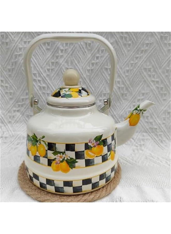 Vintage Enamel Tea Kettle Pot for Stovetop Teapots 1100ml Capacity Porcelain Enameled Teakettle, Enamel on Steel Water Kettle Teapot, Housewarming , Classic Design, Home Kitchen Decor