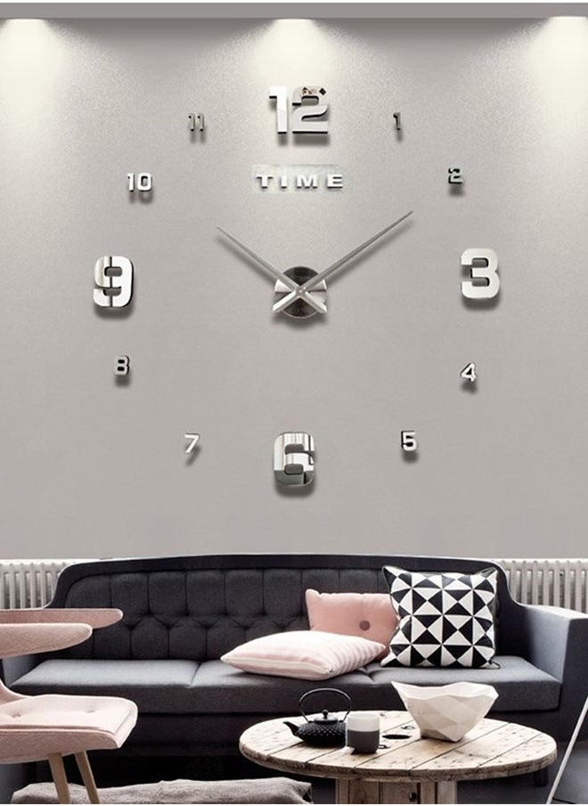 Round Shaped Wall Mounted Clock Silver 100x100centimeter