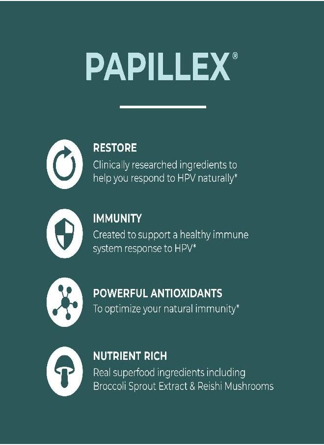 Papillex Food Supplement Tablets - All Natural Immune Support and Defense - Best Immune System Response - Organic 60 Capsules Bottle (Single Bottle)