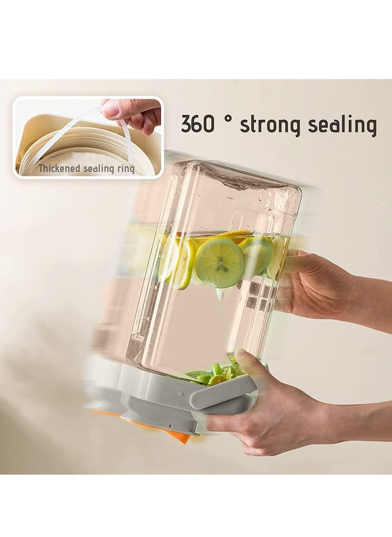 Plastic Drink Dispenser With Spigots, Leakproof Fridge Drink Container, Large Capacity Beverage Dispenser, Refrigerator Water Bottle with Lid Handle, Cold Kettle Tea Milk Lemonade Container