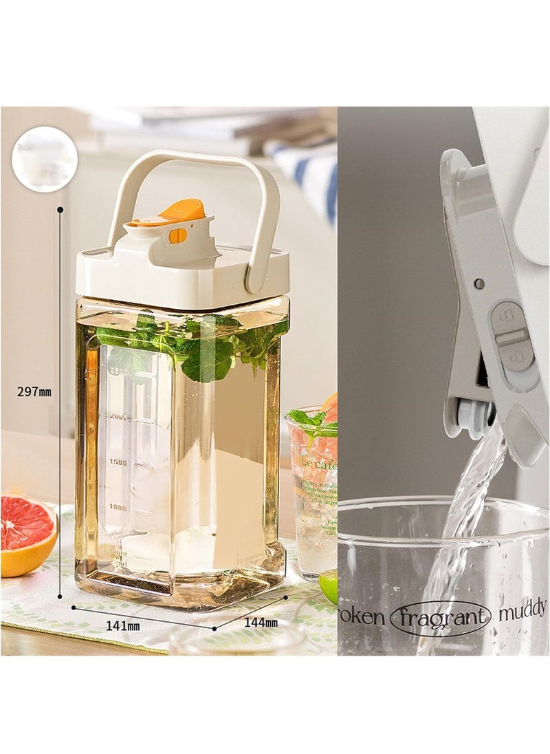 Plastic Drink Dispenser With Spigots, Leakproof Fridge Drink Container, Large Capacity Beverage Dispenser, Refrigerator Water Bottle with Lid Handle, Cold Kettle Tea Milk Lemonade Container