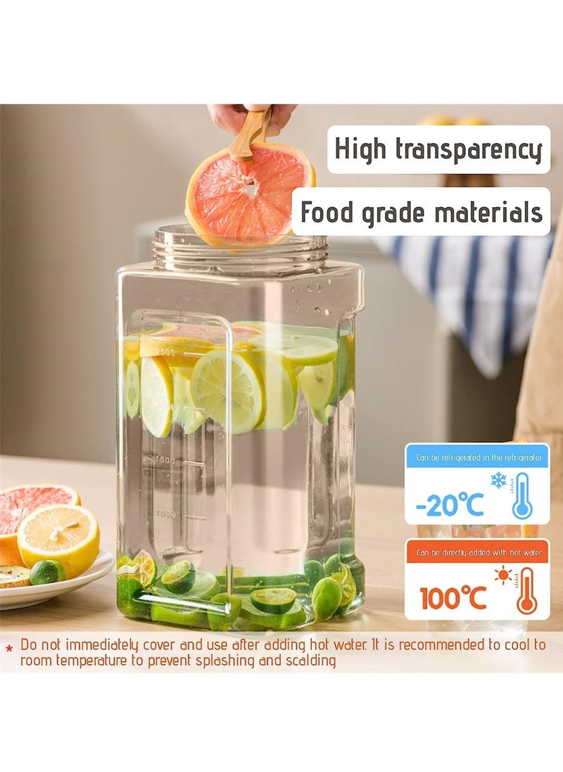 Plastic Drink Dispenser With Spigots, Leakproof Fridge Drink Container, Large Capacity Beverage Dispenser, Refrigerator Water Bottle with Lid Handle, Cold Kettle Tea Milk Lemonade Container