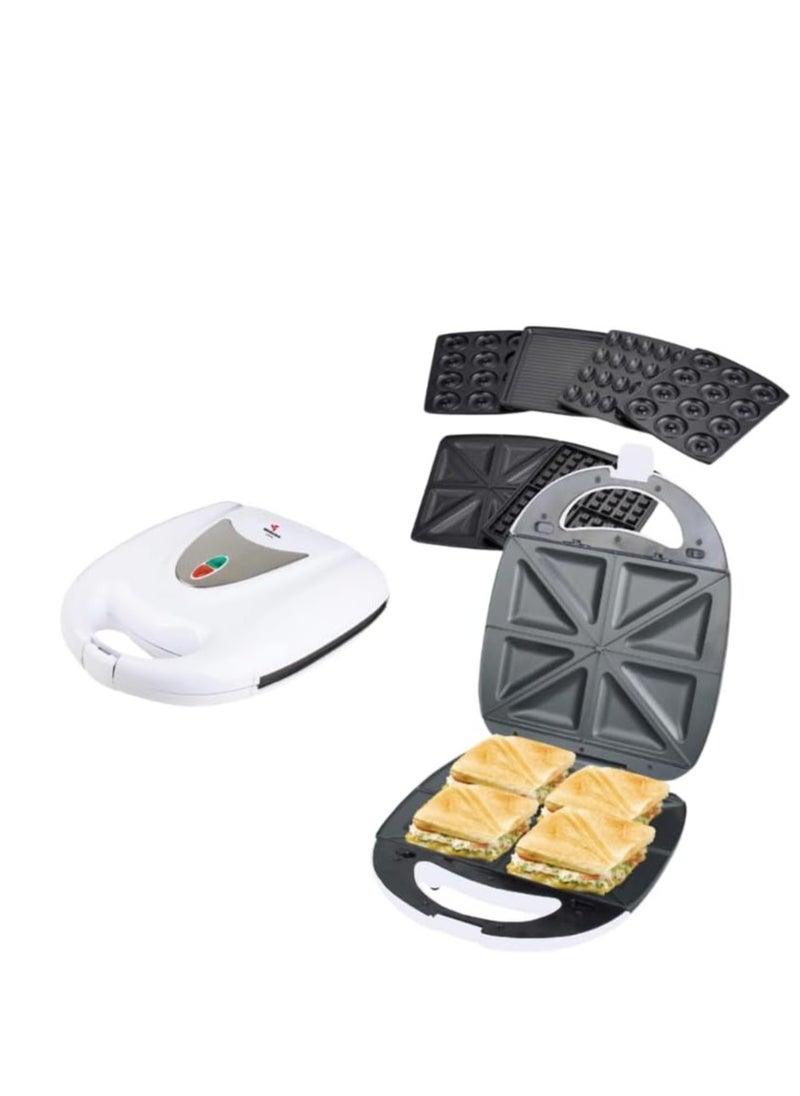 MEBASHI 7 in 1 Multi Snack Maker (4s),1400W, Black (ME-SNM617) (White)