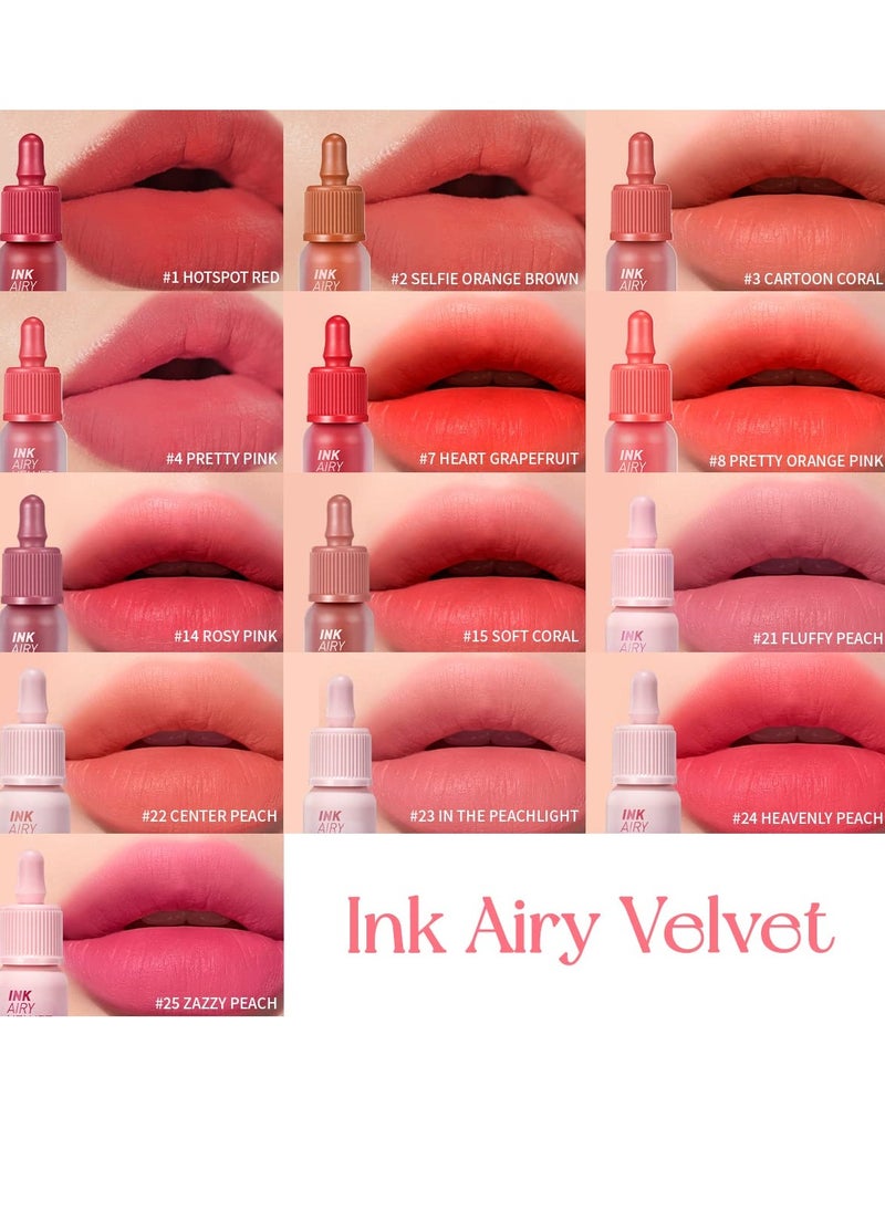 Peripera Ink Airy Velvet Lip Tint, Liquid Lip (0.14 fl oz, 021 FLUFFY PEACH)