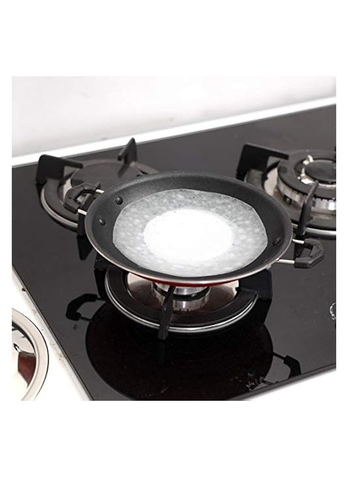 Non-Stick Appam Pan with Lids (23 cm) - Portable Multipurpose Hopper Pan with Wide Circumference Comfortable Handle Even-cook