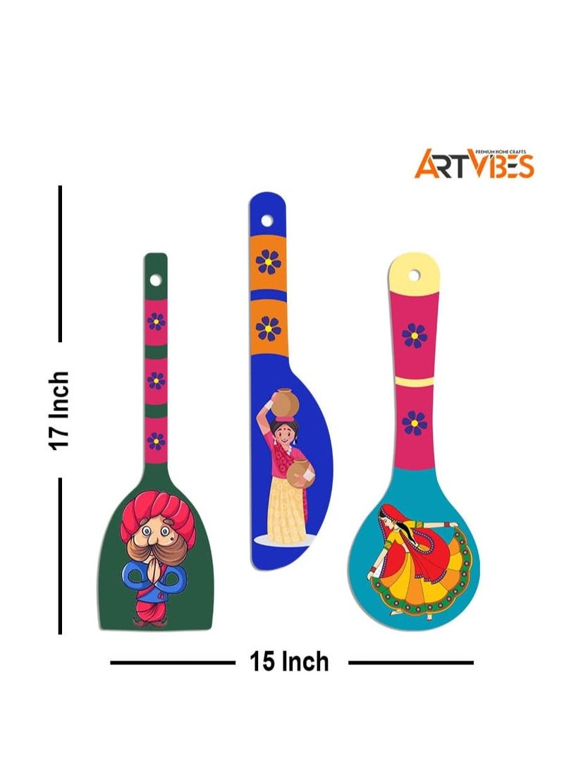 Wooden Wall Hanger for Home | Office | Living Room | Gift | Modern Decoration Items | Kitchen Wall Decor |Rajasthani Culture Home Decor Hanging Items
