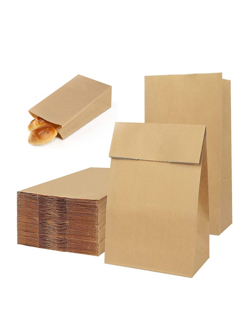 50 Pcs Brown Paper Lunch Bag 4lb Small Sandwich Kraft Paper Bags Strong Durable:15.5x10x30cm, Paper Food Bags, Paper Lunch Bags, Kraft Paper, Sweet Bags Without Handles for Wedding Birthday Party