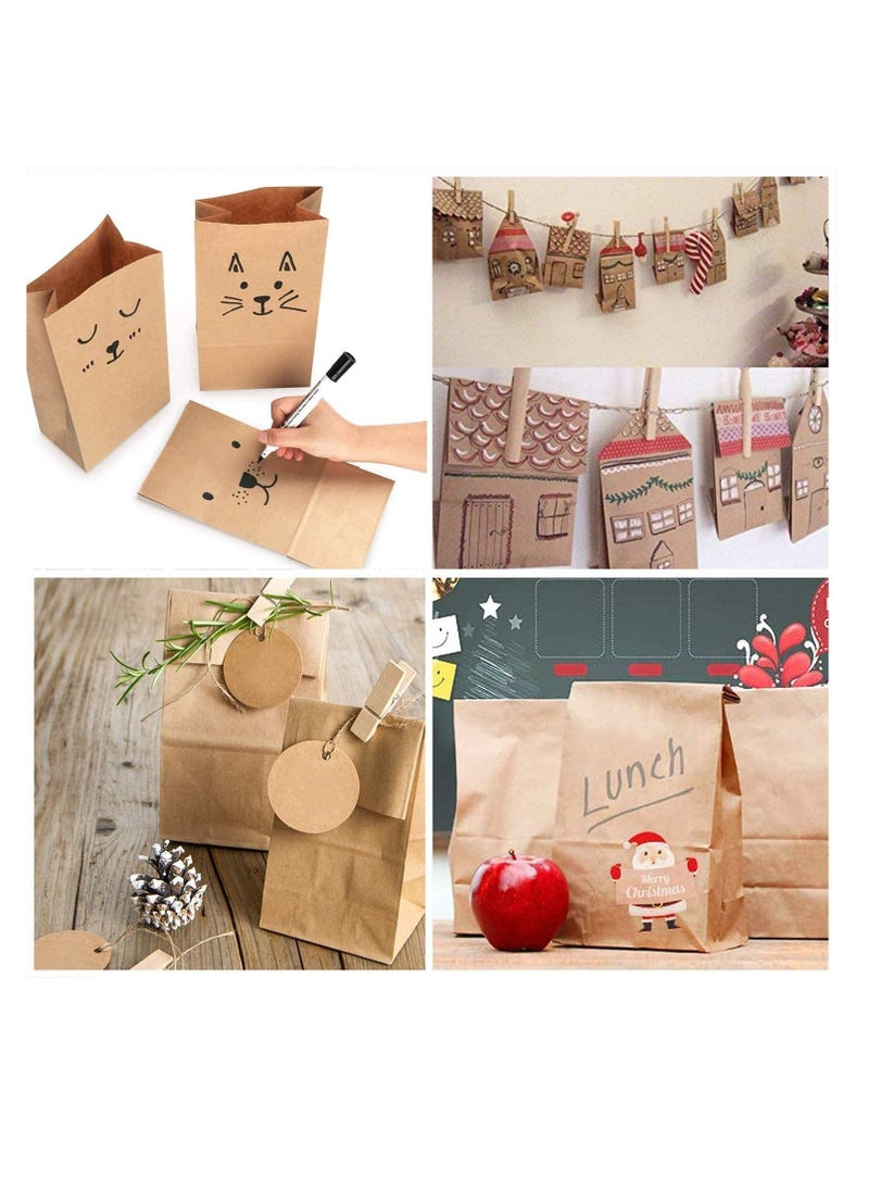50 Pcs Brown Paper Lunch Bag 4lb Small Sandwich Kraft Paper Bags Strong Durable:15.5x10x30cm, Paper Food Bags, Paper Lunch Bags, Kraft Paper, Sweet Bags Without Handles for Wedding Birthday Party