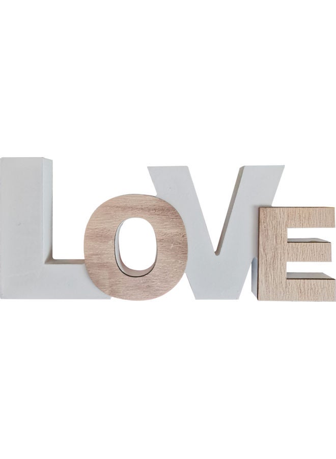 Table Top Love Sign Wooden Letters Beige/White 28x11cm