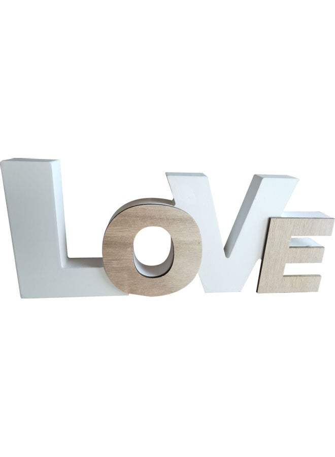 Table Top Love Sign Wooden Letters Beige/White 28x11cm