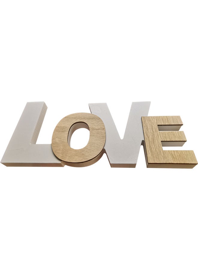 Table Top Love Sign Wooden Letters Beige/White 28x11cm