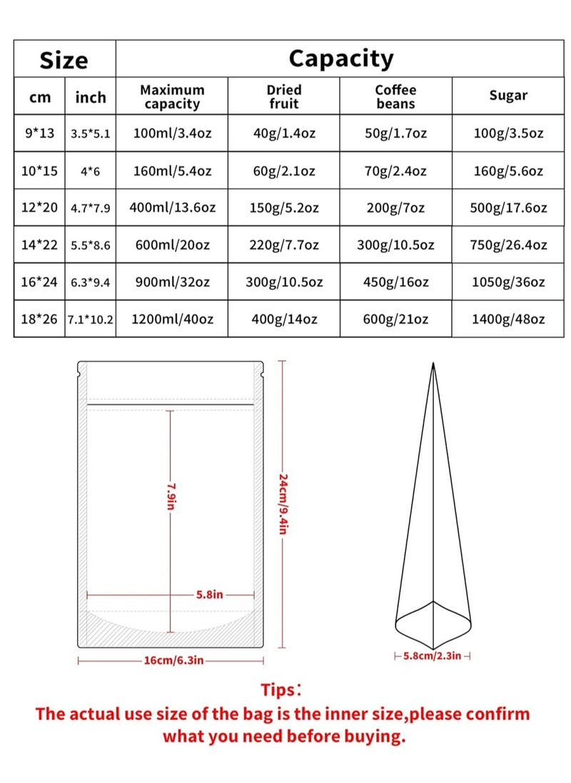 50 Pcs Golden Mylar Bags 6.3 x 9.4 Inch Holographic Bags Mylar Vacuum Seal Bags for Food Storage Coffee Beans Jewelry Packaging