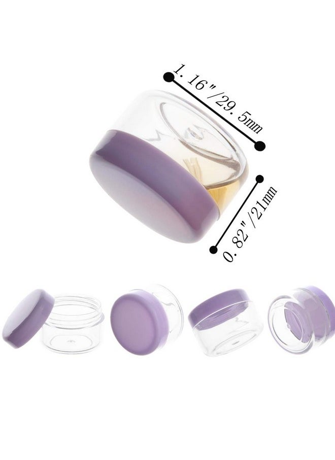 5 Gram Sample Containers With Lids, Mini Makeup Containers, Empty Plastic Travel Cosmetic Containers With Labels(50 Count, Purple Lid)