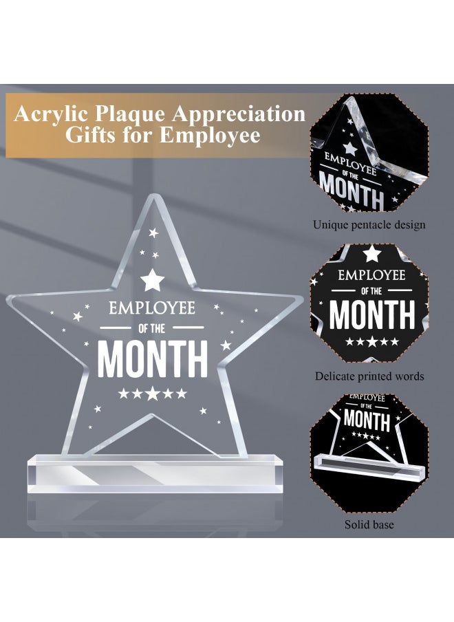 6 Pieces Employee of The Month Sign Employee Month Plaque Award Acrylic Plaque Coworker Appreciation Gift Keepsake Paperweight Workplace Reward for Employee Colleague Volunteer Office