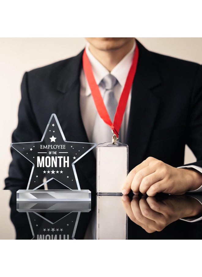 6 Pieces Employee of The Month Sign Employee Month Plaque Award Acrylic Plaque Coworker Appreciation Gift Keepsake Paperweight Workplace Reward for Employee Colleague Volunteer Office