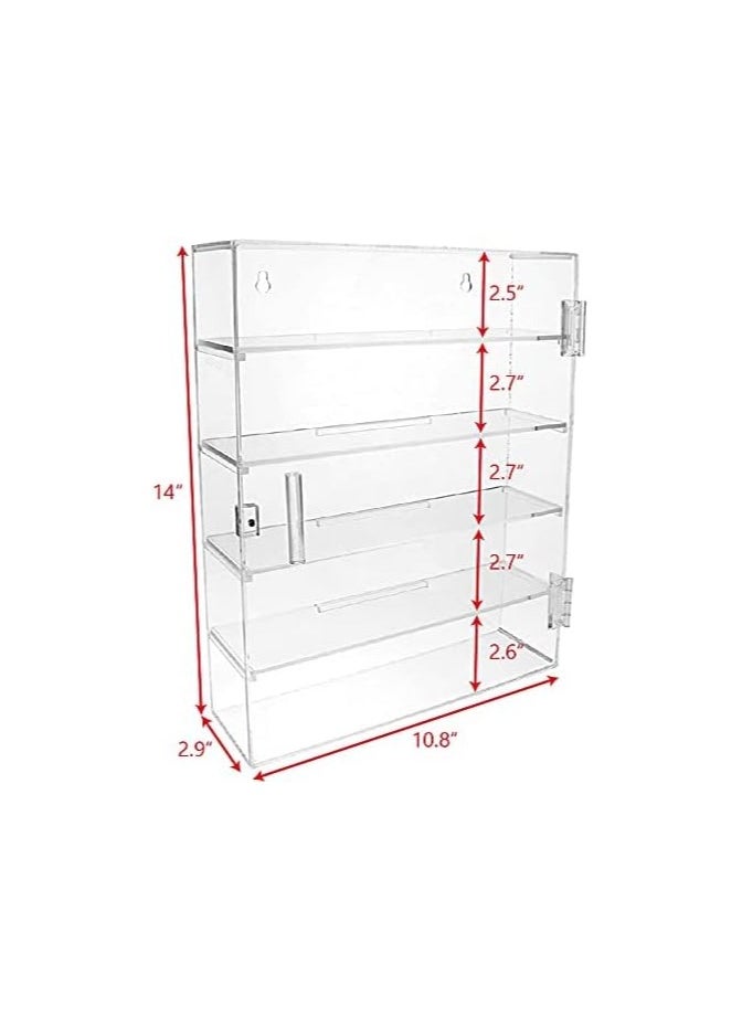 Acrylic 5 Tiers Display Rack Case Organizer Storage, Shot Glass Display Case, 5 Tiers with 4 Removable Shelves for Home Decor, Trade Show and Store, 10.8Wx 2.9D x 14H in