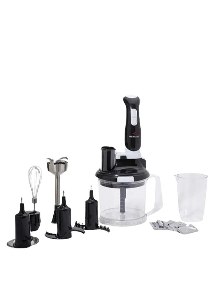 MEBASHI ME-HBL1001B 14 in 1 Hand Blender, Variable Speed, Long Life DC Motor, Turbo Button, Unique C Blade, Ergonomic Design, Black-White (450W)