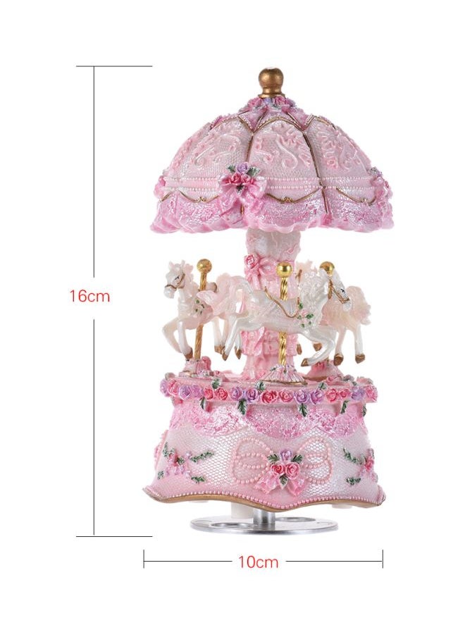 Merry-Go-Round Carousel Music Box Pink/White 16x10centimeter