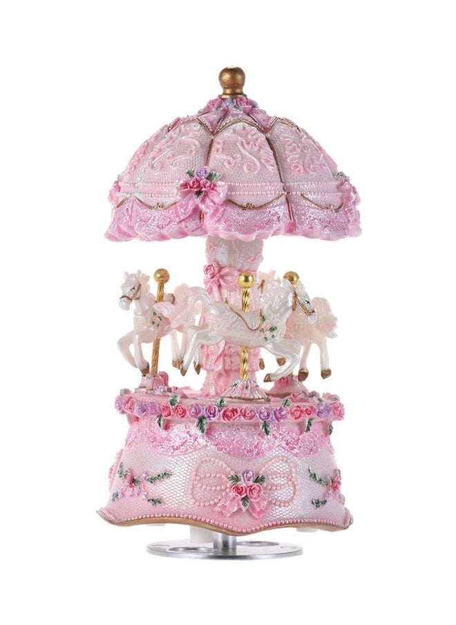 Merry-Go-Round Carousel Music Box Pink/White 16x10centimeter