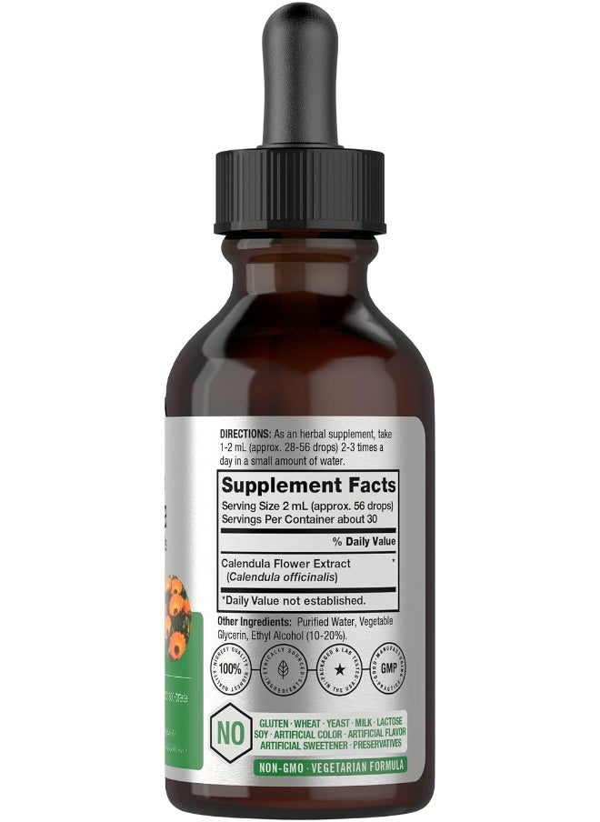 Calendula Extract Tincture | 2 Fl Oz | Vegetarian, Non-Gmo, Gluten Free Liquid Supplement | By