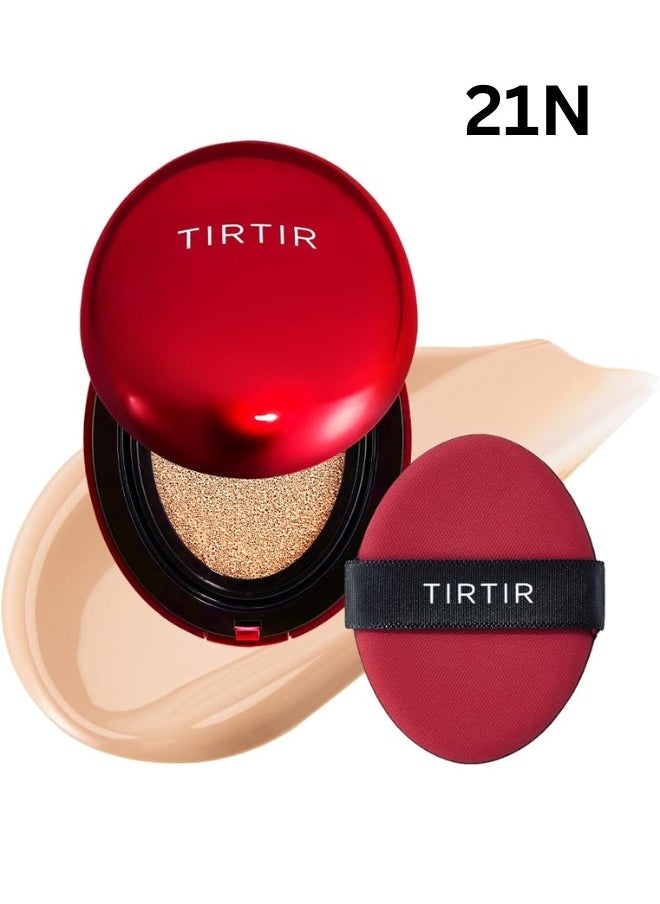 TIRTIR Mask Fit Red Cushion Foundation | Japan's No.1 Choice for Glass skin, Long-Lasting, Lightweight, Buildable Coverage, Semi-Matte (21N Ivory, 0.63 Fl Oz (Pack of 1))