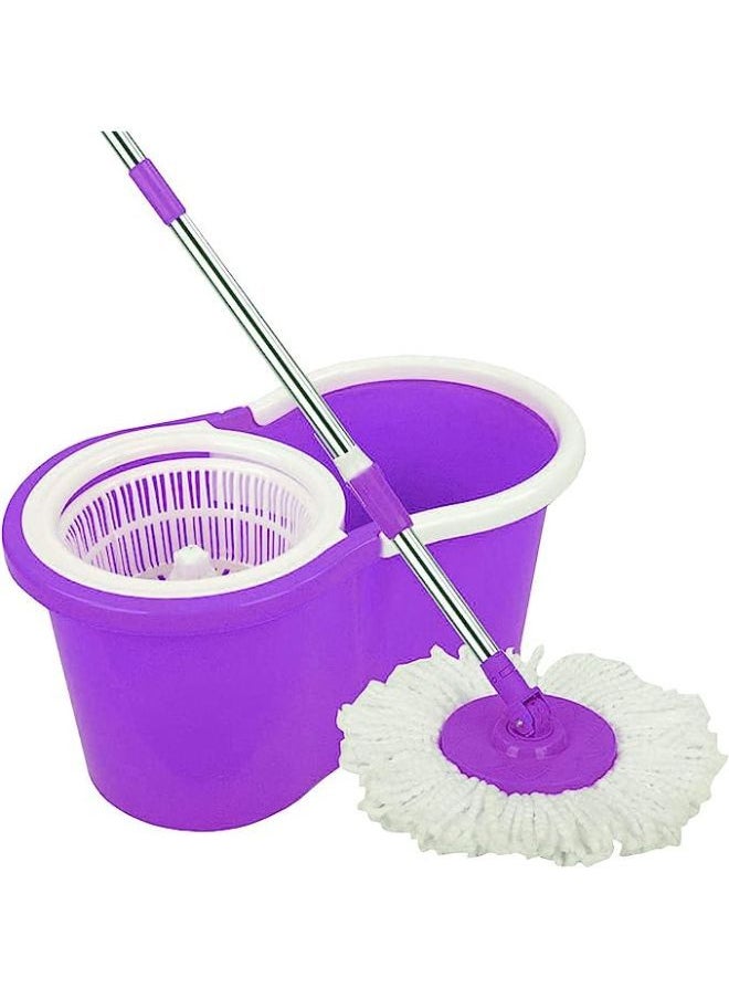 360°Rotating Head Easy Magic Floor Mop Bucket Microfiber Spinning Purple