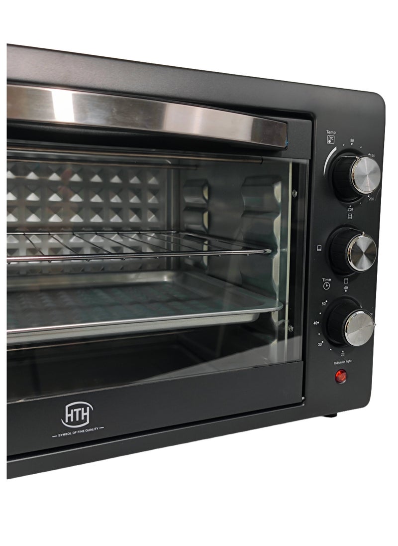 Multifunction 48L Capacity 2200W Household Electric Oven 90-250°C Adjustable Temperature Heating Selector with 60 Minutes Timer and Power Indicator Light Convenient Pull Handle Microwave Oven 58.5x41.5x38.4 cm