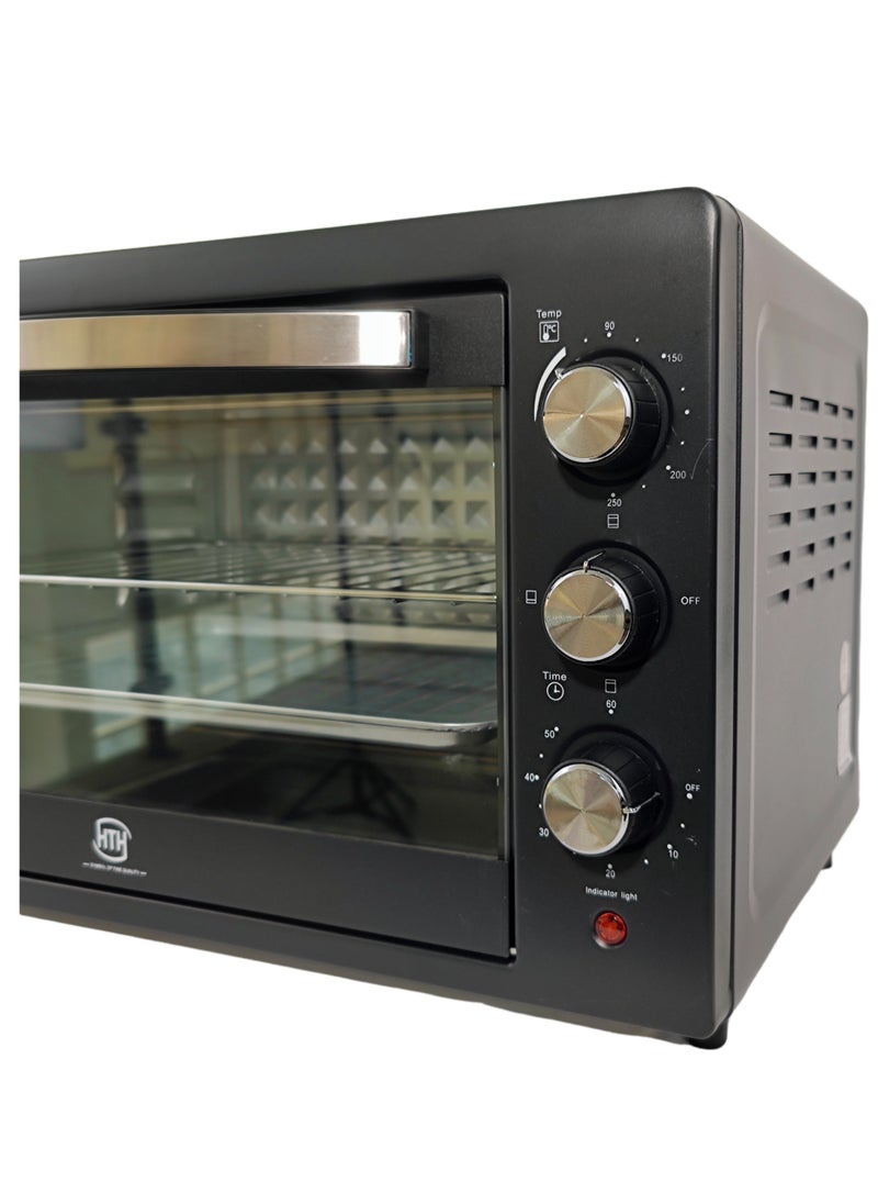 Multifunction 48L Capacity 2200W Household Electric Oven 90-250°C Adjustable Temperature Heating Selector with 60 Minutes Timer and Power Indicator Light Convenient Pull Handle Microwave Oven 58.5x41.5x38.4 cm