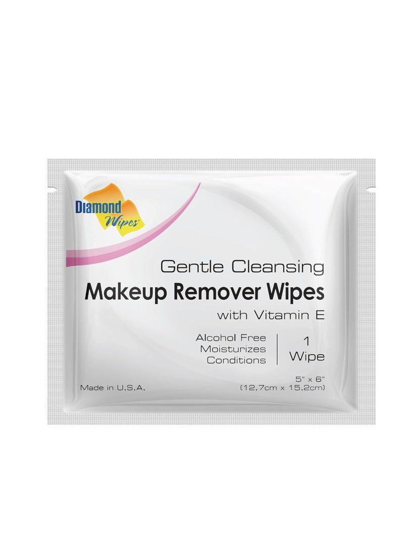 Diamond Wipes Face Cleansing and Waterproof Makeup Remover Wipes, Case of 50 Wipes, Alcohol Free Wipes with Vitamin E