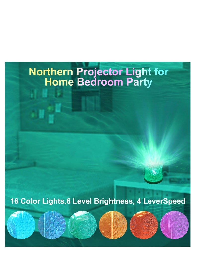 Northern Lights Ocean Wave Projector Crown Light, 16 Colors Gradual Rotating Flame Water Lamp, Wave Night Light with Remote Control for Bedroom Living Office Restaurant Underwater Projector