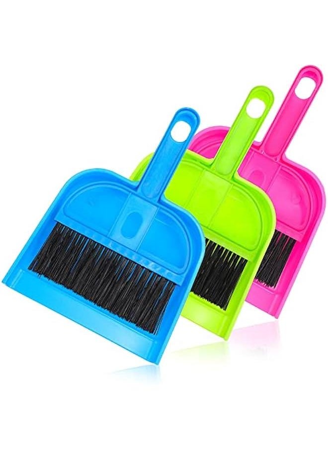 3 Pack Mini Hand Broom and Dustpan Set Small Dustpan and Brush,Small Hand broom and Dustpan Set Portable Cleaning Brush and Dustpan Combo, Cleaning Tool for Countertop, Key Board and Animal Waste